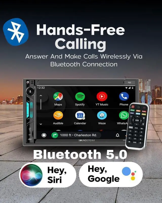 Alt view image 4 of 4 - VRCPAA-7DR 7" Double DIN Touchscreen Car Stereo, Wireless Apple CarPlay & Android Auto, Bluetooth Hands-Free, USB/AUX, Backup Camera Input, Steering Wheel Control, FM/AM, In-Dash Head Unit