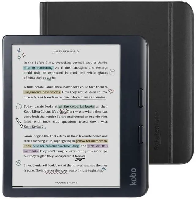 Main image of Libra Colour Black eReader with Case Bundle