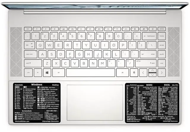 Main image of Windows + Word/Excel (for Windows) Quick Reference Guide Keyboard Shortcut Stickers, No-Residue Vinyl (Black/Large/Combo/100sets)