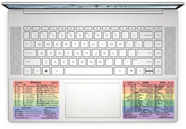 Main image of Windows + Word/Excel (for Windows) Quick Reference Guide Keyboard Shortcut Stickers, No-Residue Vinyl (Rainbow/Large/Combo/100sets)
