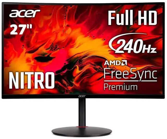 Main image of Nitro 27" 1500R Curved Full HD PC Gaming Monitor | AMD FreeSync Premium | 240Hz | 1ms VRB | Speakers | HDR10 | ErgoStand | VESA Mounting Compliant | 1 x DP 1.4 & 2 x HDMI 2.0 | XZ270 X2bmiiphx