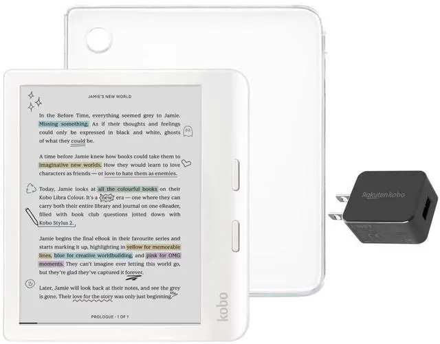 Main image of Libra Colour White eReader with Case Bundle