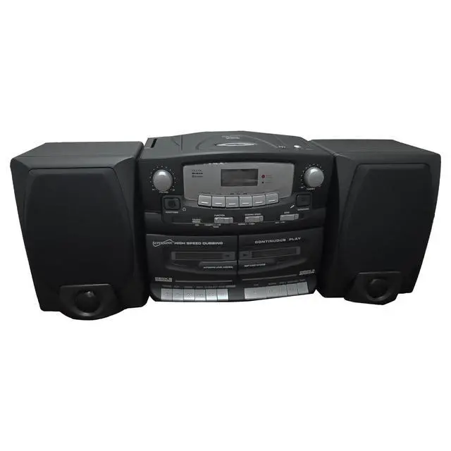Alt view image 3 of 4 - Black Edition Vintage Bluetooth Stereo System Home Music Audio System, CD/MP3 Player, AM/FM Radio, Dual Cassette Player/Rec USB inputs, Detachable Speakers, AC/DC