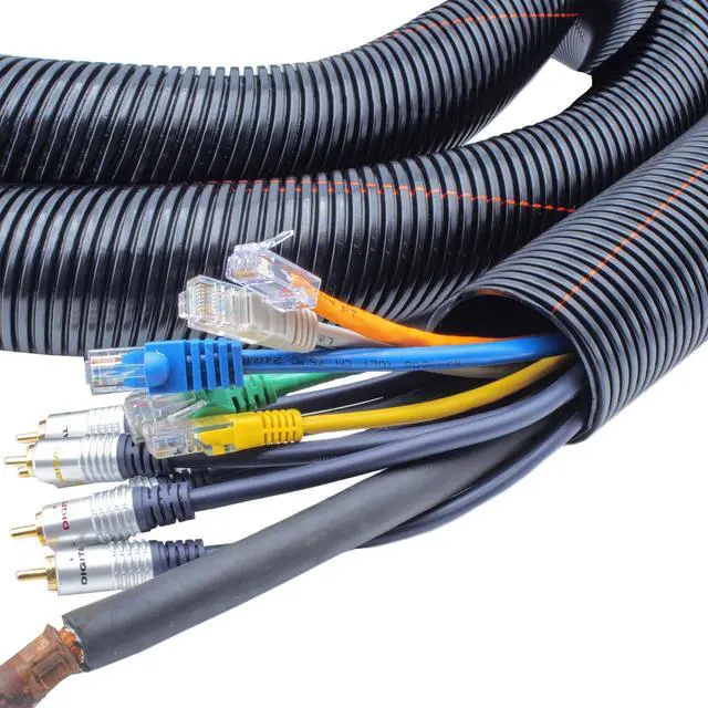 Alt view image 2 of 4 - 1/2" UV Rated Non-Slit Flame Retardant Wire Loom Black Tubing Flexible Corrugated Conduit Cable Hose - 250 Feet