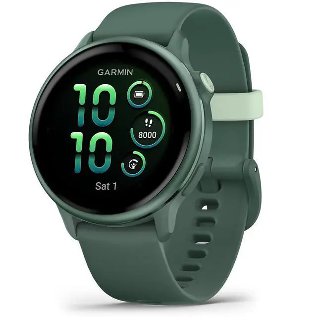 Alt view image 2 of 4 - vivoactive 6, Health and Fitness GPS Smartwatch, AMOLED Display, Up to 11 Days of Battery, Jasper Green with Silicone Band, 010-02985-02 - Bundle w/Deco Essentials Dock & USB-C Charger
