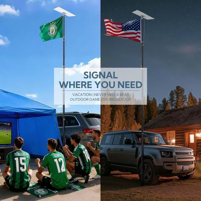 Alt view image 3 of 4 - EZ GO 25ft Starlink Gen 3 Ground Pole Mount Kit with Adapter Telescopic Flagpole Mount for Outside House Inground Tailgating Outdoor Camping Black