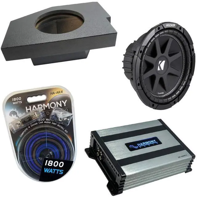 Main image of Kicker Bundle Compatible with 2002-2018 Dodge Ram Quad/Crew Truck 43C104 Comp C10 Single 10" Loaded Sub Box Enclosure with HA-A400.1 Amplifier