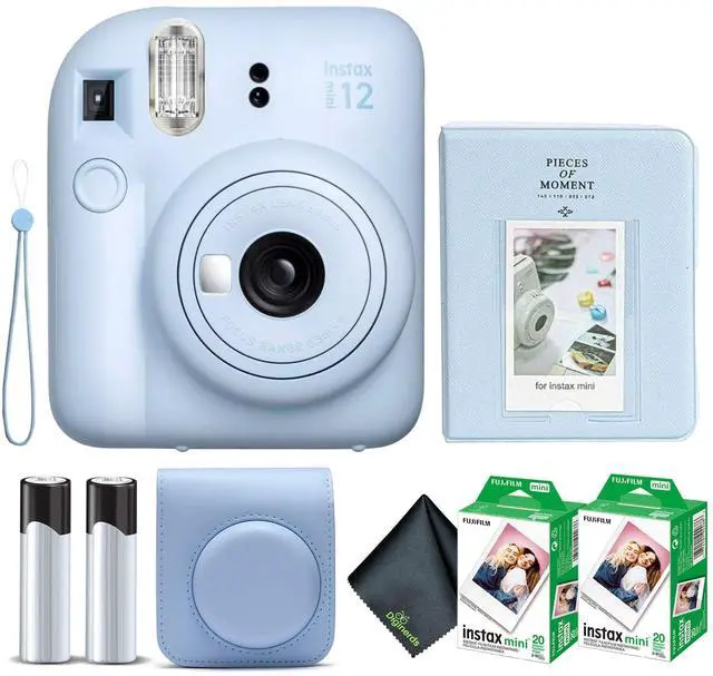 Main image of Instax Mini 12 Instant Camera Pastel Blue Bundle with Fuji Instax Mini Film Value Pack (40 Sheets) + Protective Carrying Case + Photo Album + Microfiber Cleaning Cloth