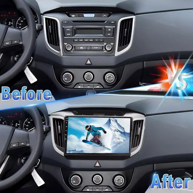 Alt view image 2 of 4 - Android 14 Double Din Car Radio Compatible with Hyundai Creta ix25 2015-2019, 2G+32G 10" Touch Screen Car Stereo with Wireless Carplay Android Auto GPS WiFi Mic Backup Camera