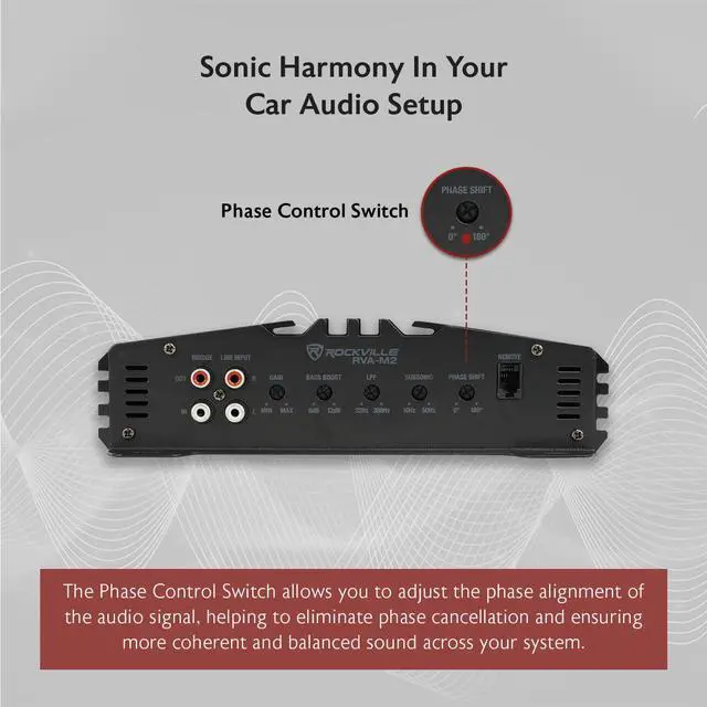 Alt view image 3 of 4 - RVA-M2 Mono Car Amplifier, 2500W, 625W Dyno-Certified RMS at 1 Ohm, With Bass Remote, Class-D, MOSFET, Perfect for Subwoofers and Car Audio