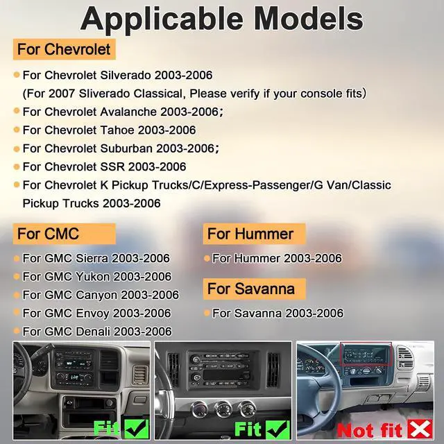 Alt view image 3 of 4 - Car Stereo Radio for Chevrolet Chevy Silverado Avalanche Tahoe GMC Siera Canyon Yukon 2003 2004 2005 2006, 7" Touchscreen Android 13 Car Radio with CarPlay Android Auto GPS Navi Bluetooth SWC Camera