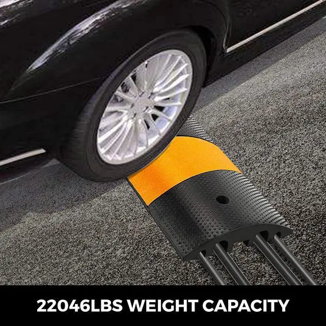 Alt view image 2 of 4 - 2PCS 6 FT Rubber Speed Bump Driveway, Heavy Duty Cable Floor Cord Protector Cover Ramp,2-Channel Speed Bumps for Road Garage Gravel Roads Asphalt Concrete, 72.4 x 12 x 2.4 Inch
