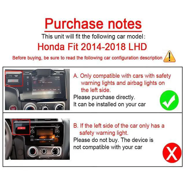 Alt view image 2 of 4 - Car Stereo Fit for Honda Fit 2014 2015 2016 2017 2018, 9 inch Touch Screen Car Radio Receiver with Carplay Android Auto WiFi GPS Navigation Bluetooth FM Backup Camera Mic- 2+32G