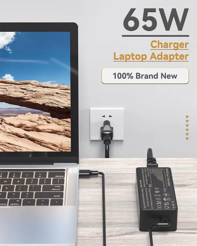 Alt view image 3 of 4 - 20 Pack Laptop Charger 65W watt USB Type C AC Adapter Replacement for Hp Chromebook 14 13 X360 Spectre x360 Elite x2 EliteBook; Lenovo Yoga,Dell, ASUS,Acer Type C Power Supply Adapter with Cord