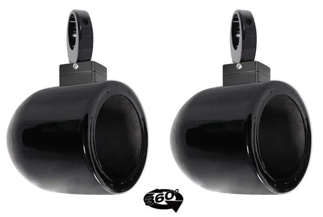 Alt view image 2 of 4 - MAC65B Bundle: (2) 6.5 in Black Aluminum Wakeboard Tower Speaker Pod Enclosures, (2) MAC360B 360° Swivel Surface Mount Clamps, 4-Items