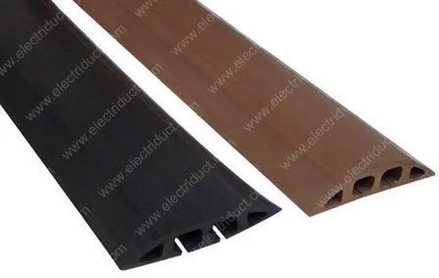 Main image of D-200 Rubber Duct Floor Cord Cover Wire Management 2 Channel Cable Protector - 10 Feet (Brown)
