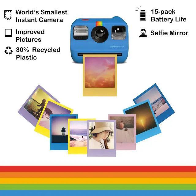 Alt view image 3 of 4 - Go Generation 2 Instant Film mini Camera (Blue) Bundled with GO Color Film Double Pack, Photo Album (Holds 64 Photos), Lens Cleaning Cloth
