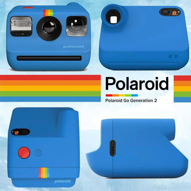 Alt view image 4 of 4 - Go Generation 2 Instant Film mini Camera (Blue) Bundled with GO Color Film Double Pack, Photo Album (Holds 64 Photos), Lens Cleaning Cloth