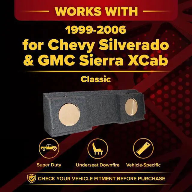 Alt view image 2 of 4 - QPower Dual 12in Underseat Downfire Subwoofer Enclosure, Sub Box Compatible with Chevy Silverado XCab and GMC Sierra XCab Classic 1996-2006