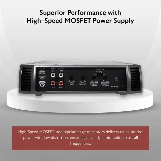 Alt view image 3 of 4 - RXA-T2 2400W 2-Channel Car Amplifier, Dyno-Certified RMS, MOSFET Power Supply, Elna Capacitors, Class A/B, Perfect for Car Audio and Subs