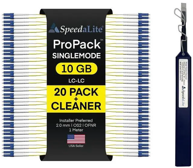 Main image of 1 Meter - 20 Pack OS2 Singlemode Duplex Fiber Patch Cable, LC-LC Connector, A(Tx) to B(Rx), 100Gig OFNR Rated, Ideal for Long-Distance Network, FTTH, Data Center, Telecom