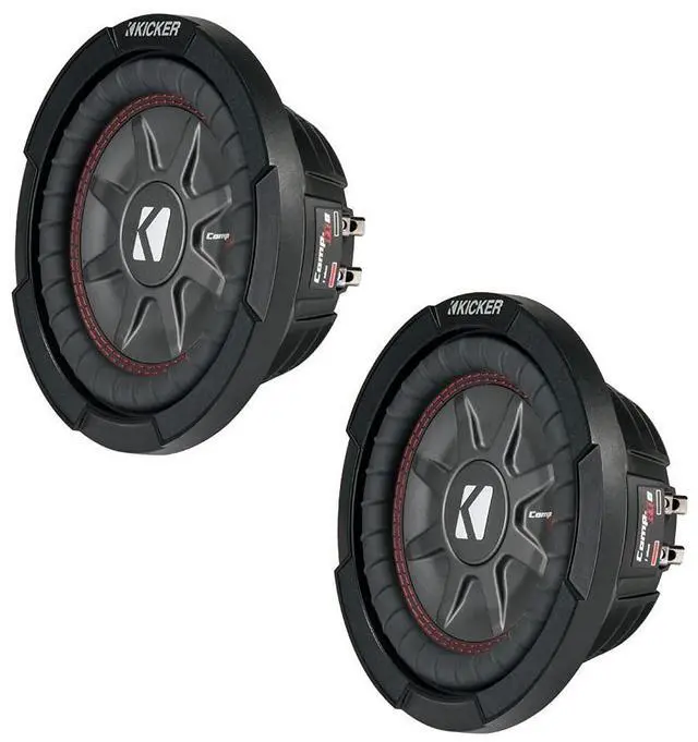 Main image of 8" Dual 1200W CompRT 2 Ohm Shallow Slim Car Subwoofer (Pair) | 43CWRT82