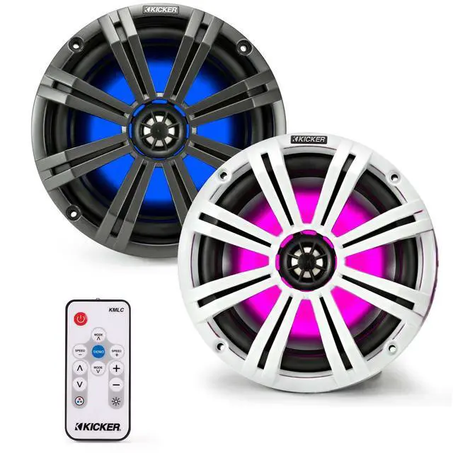Main image of 8 Inch KM-Series Marine Speaker Bundle KM84LCW with KMLC LED Remote