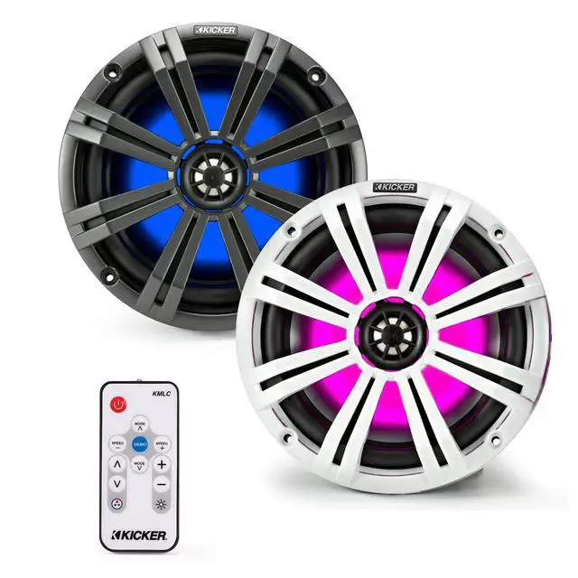 Alt view image 2 of 6 - 8 Inch KM-Series Marine Speaker Bundle KM84LCW with KMLC LED Remote
