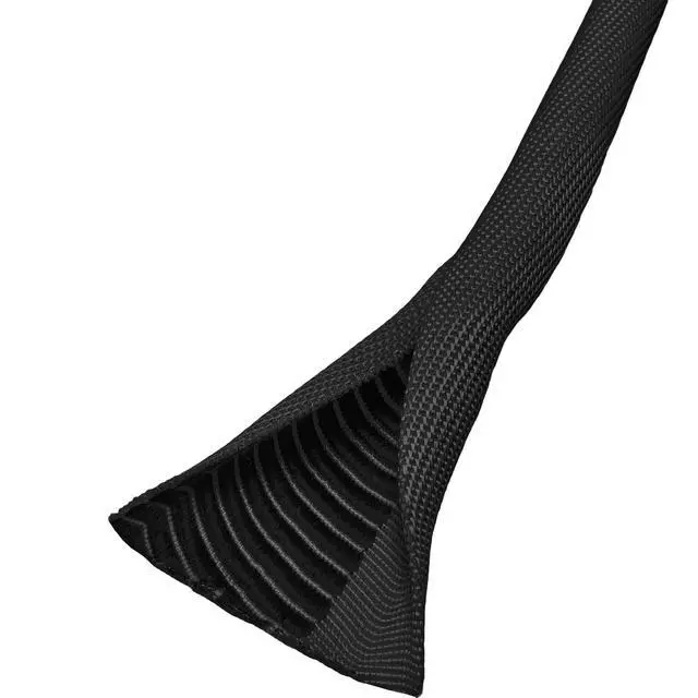 Alt view image 2 of 4 - 3/4" Double Layer Self Closing Braided Wrap Sleeve Cable Management - 100 Feet - Black