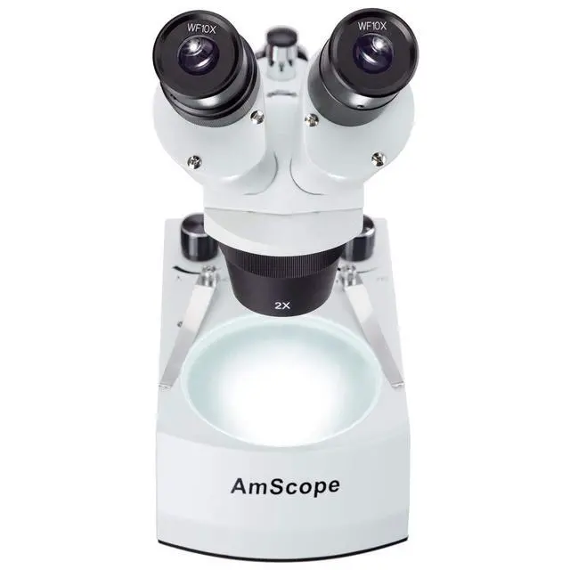 Alt view image 3 of 4 - SE306R-AY Forward-Mounted Binocular Stereo Microscope, WF10x and WF15x Eyepieces, 20X/30X/40X/60X Magnification, 2X and 4X Objectives, Upper and Lower Halogen Lighting, Reversible Black/White Stage Pl
