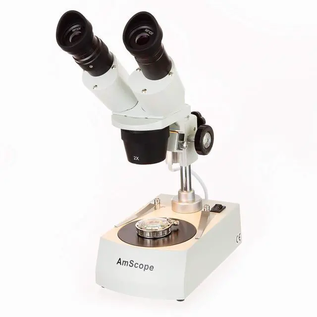 Alt view image 4 of 4 - SE306R-AY Forward-Mounted Binocular Stereo Microscope, WF10x and WF15x Eyepieces, 20X/30X/40X/60X Magnification, 2X and 4X Objectives, Upper and Lower Halogen Lighting, Reversible Black/White Stage Pl