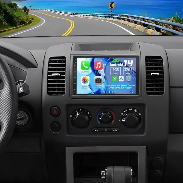 Main image of Android 14 Double Din Car Stereo Radio Compatible with Nissan Frontier 2005 2006-2008, 2G+32G 7" Car Radio w/Wireless Carplay Android Auto GPS WiFi Bluetooth RDS DSP SWC Mic Backup Camera
