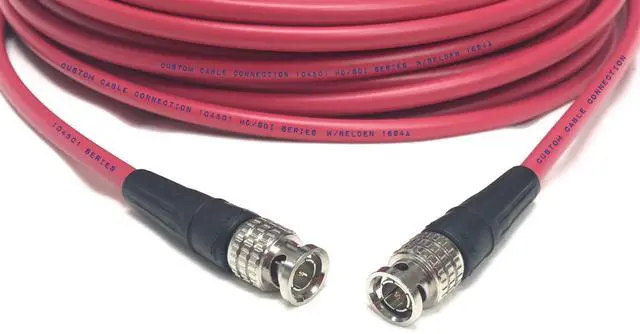 Main image of 150 Foot Belden 1694A 3G/6G HD-SDI RG6 Cable (75 Ohm) with Canare BCP-B53 BNC connectors Red # 104501-150