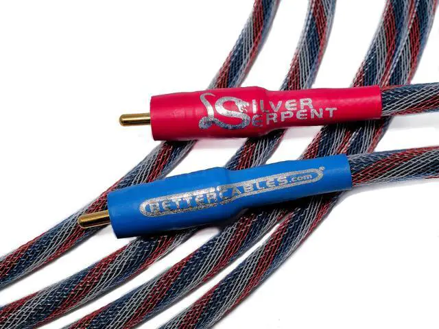 Main image of 1.5 Feet Silver Serpent Patriot Edition Red/White/Blue RCA Audio Interconnect Cables - Stereo Pair (2 Cables) High-End, High-Performance, Premium Hi-Fi Audio
