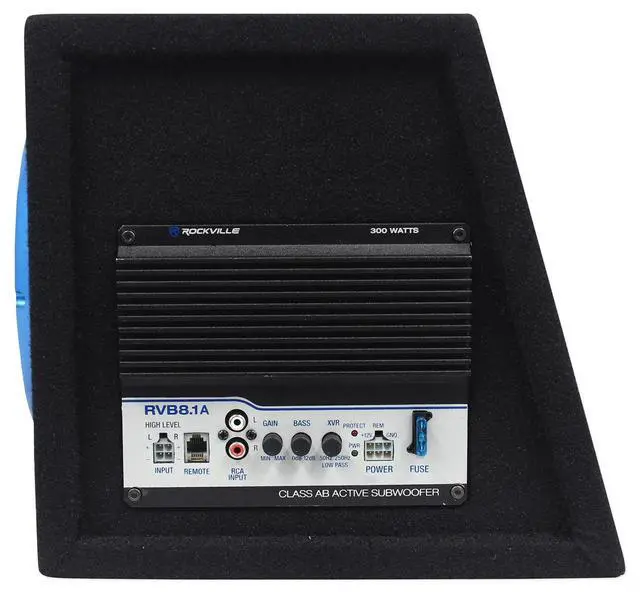 Alt view image 3 of 4 - RVB8.1A Bundle: 8" 300W Peak/200W RMS Powered Car Subwoofer/Sub Enclosure Box w/Remote, RWK10 10 Gauge Amp Installation Kit w/ATC Inline Fuse Holder, 100% Copper RCA, 2-Items