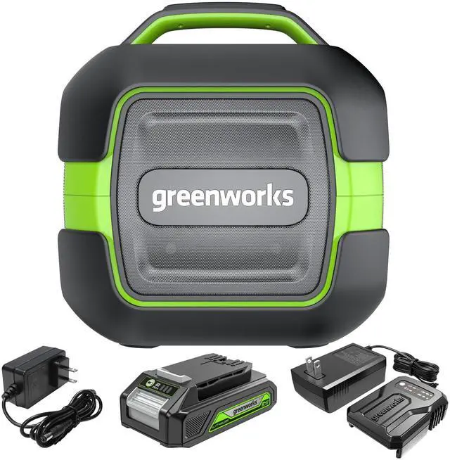 Main image of 24V Bluetooth Speaker Kit, AC/DC Wireless Worksite Speaker, 2Ah Battery and Charger Included