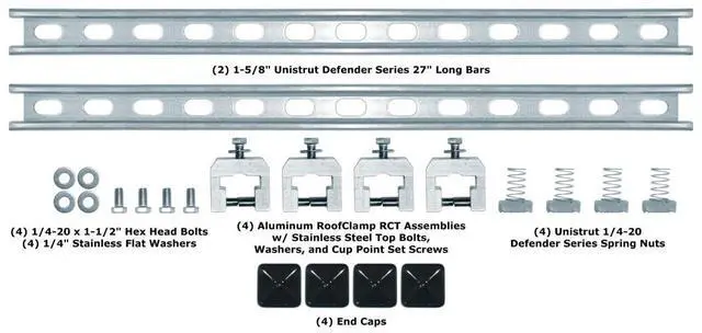 Alt view image 3 of 4 - SataMount Non-Penetrating Starlink Dish Mount Standing-Seam Metal Roof Clamp, Long-Lasting Unistrut Defender Finish
