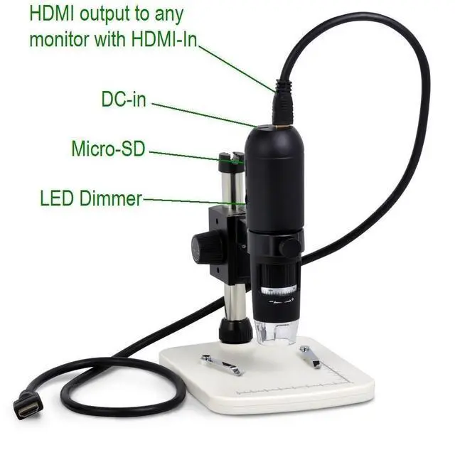 Alt view image 3 of 3 - 1080P Full HD Digital Microscope, HDMI Microscope, 10x-220x magnification, to Any Monitor/TV with HDMI-In, Photo Capture, Micro-SD Storage, PC supported