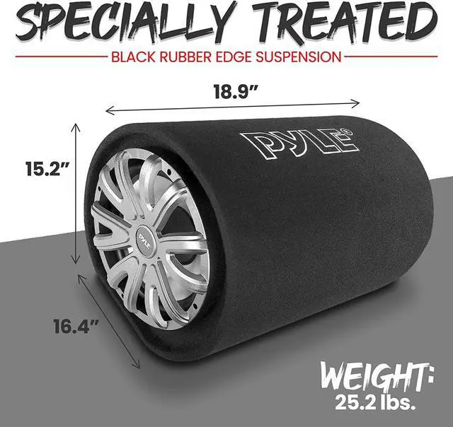 Alt view image 3 of 4 - 12-Inch Carpeted Subwoofer Tube Speaker - 500 Watt High Powered Car Audio Sound Component Speaker Enclosure System with 2 Aluminum Voice Coil, 4 Ohm, Rear Vented Design - PLTB121