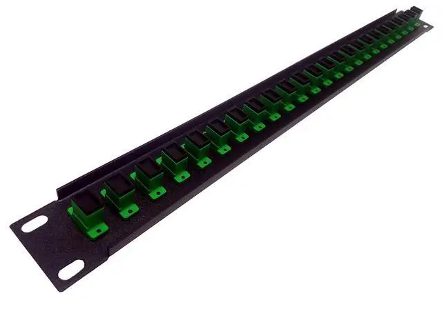 Alt view image 2 of 4 - 24 Port SC Fiber Patch Panel APC Singlemode (Green Couplers) (Loaded 1u) 19"
