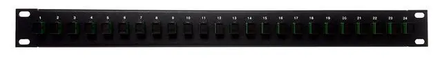 Alt view image 3 of 4 - 24 Port SC Fiber Patch Panel APC Singlemode (Green Couplers) (Loaded 1u) 19"