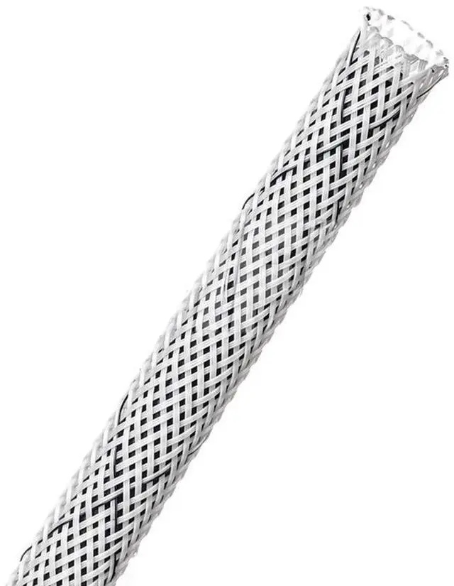 Main image of 2" Flame Retardant PET Expandable Braided Sleeving Flexible Cable Protection Sleeve - 50 Feet - White