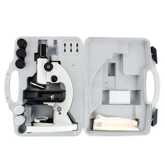 Alt view image 2 of 4 - M60C-ABS-PS25-WM Beginner Microscope Kit, Mirror Illumination, WF10x and WF20x Eyepieces, 40x-1000x Magnification, Includes Case, Set of 25 Prepared Slides, and Book