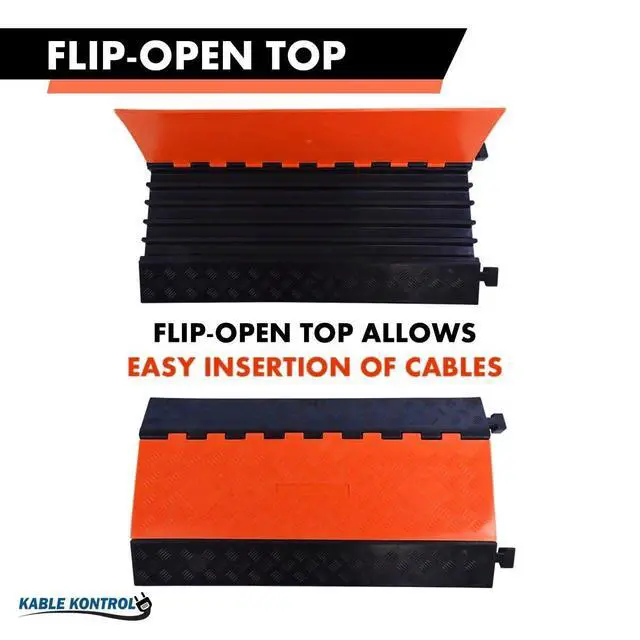 Alt view image 4 of 4 - Atlas Heavy Duty Cable Protector Ramp - 3 Channel - 1 Pc - 35 Long Black & Orange 23800 Lbs Capacity - Rubber Speed Bump Wire Protector Cord Cover CP9982-OR
