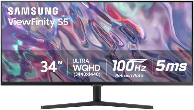 Main image of 34" ViewFinity S50GC Series Ultra-WQHD Monitor, 100Hz, 5ms, HDR10, AMD FreeSync, Eye Care, Borderless Design, PIP, PBP, LS34C502GANXZA, 2023, Black