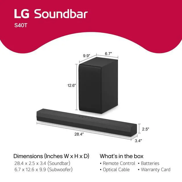 Alt view image 2 of 6 - S40T 2.1 ch.Soundbar with Wireless Subwoofer, TV Synergy, Wow Interface, AI Sound Pro