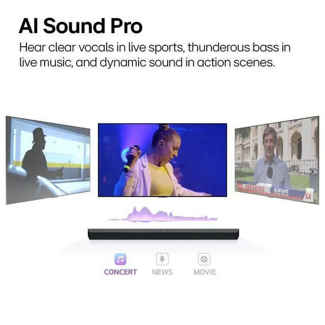 Alt view image 5 of 6 - S40T 2.1 ch.Soundbar with Wireless Subwoofer, TV Synergy, Wow Interface, AI Sound Pro