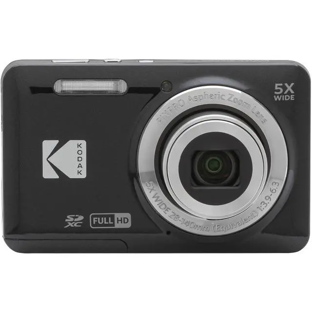 Alt view image 2 of 4 - Kodak PIXPRO FZ55 Black 16MP Digital Camera 5X Optical Zoom 28mm Wide Angle 1080P Full HD Video 2.7" LCD Camera + 64GB Card and Reader + Memory Wallet