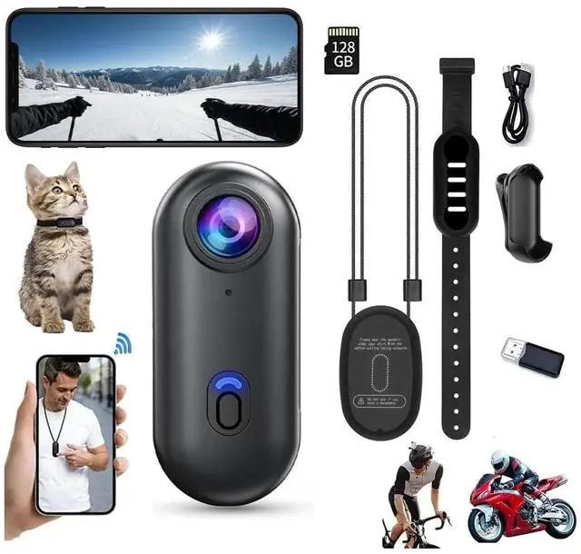 Main image of 4K Mini Body Cam,Waterproof Pocket Sports Camera Wearable Adventure POV pro Thumb Camera, Hands Free Magnetic Motorcycle Cam,for Bike Cycling,Vlogging Pet Walk Swim Diving (B-black-128g)