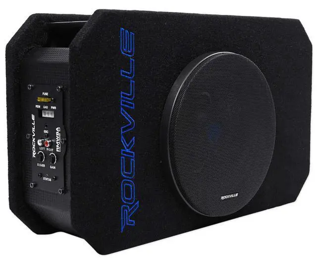 Alt view image 4 of 4 - RMW8A 800W 8" Powered Truck Subwoofer, Class-D Amp, 4 Ohm, Slim Ported Enclosure, Remote Bass Control, Durable MDF with Grill, for Car Audio